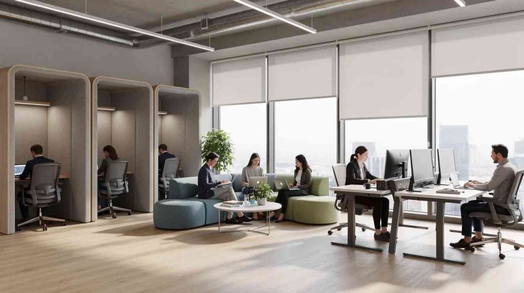 open plan office designed with inclusive spaces